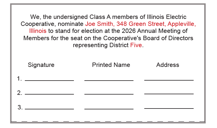 Example Petition for Illinois Electric Cooperative Board of Directors